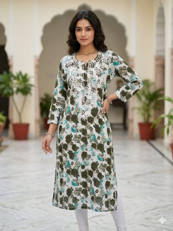Lucknowi Chikankari Kurti 100% Cotton